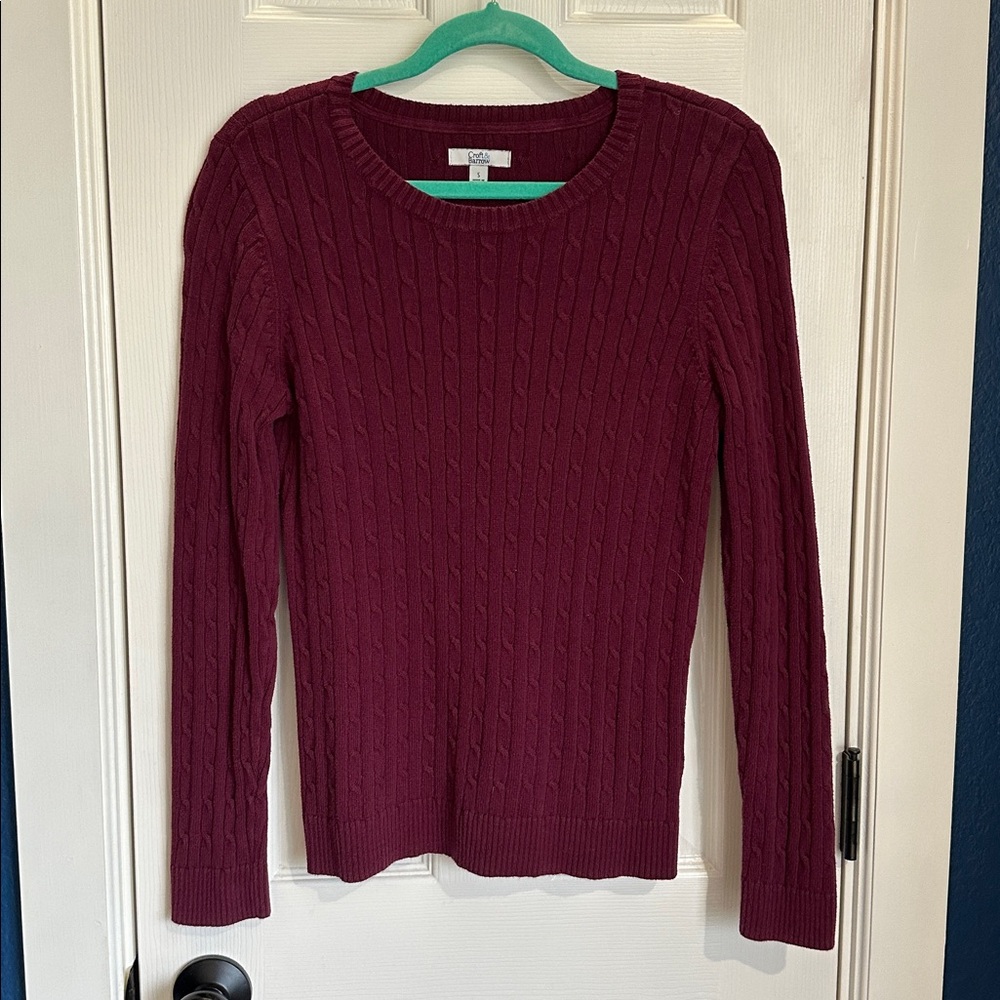Maroon Cable Knit Sweater